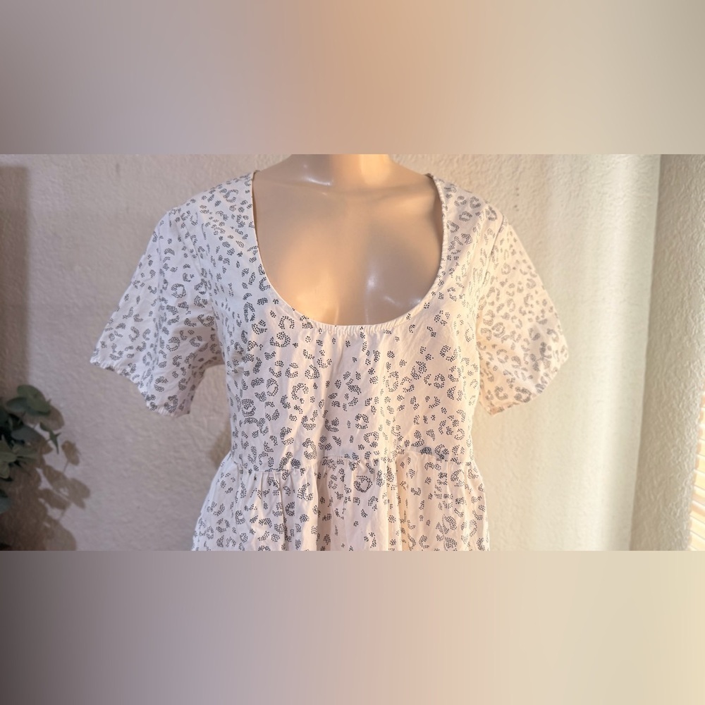 A New Day Women’s White Animal Print Scoop Neck Pockets Light bohemian Dress Med - Picture 5 of 11